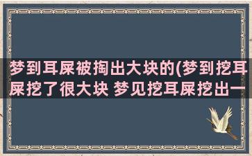 梦到耳屎被掏出大块的(梦到挖耳屎挖了很大块 梦见挖耳屎挖出一大块)